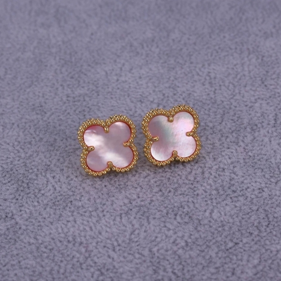 Luxury Women's Malachite Stud Earrings, Four-Leaf Clover,Silver plated. - Picture 9 of 10